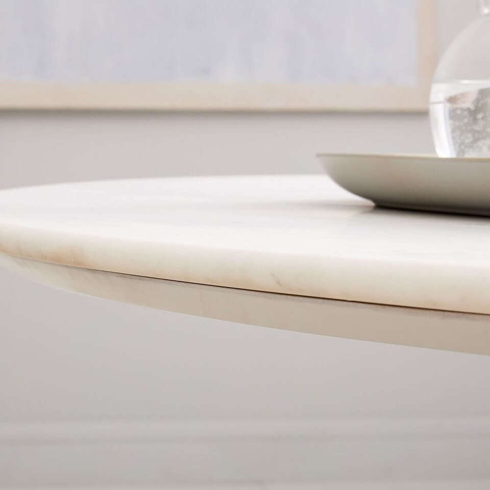 Silhouette Pedestal Marble Round Dining Table (112 cm, 152 cm) West